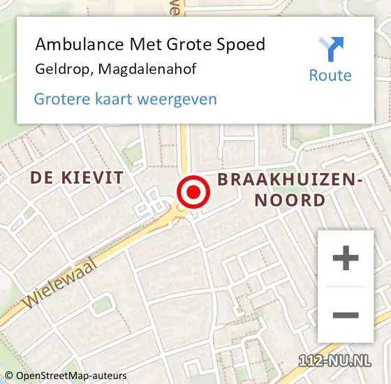 Locatie op kaart van de 112 melding: Ambulance Met Grote Spoed Naar Geldrop, Magdalenahof op 26 december 2019 07:29