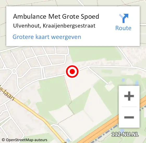 Locatie op kaart van de 112 melding: Ambulance Met Grote Spoed Naar Ulvenhout, Kraaijenbergsestraat op 26 december 2019 09:01