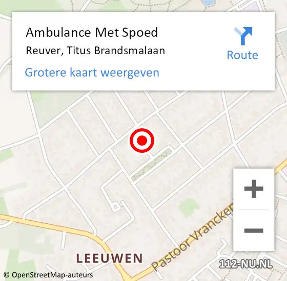 Locatie op kaart van de 112 melding: Ambulance Met Spoed Naar Reuver, Titus Brandsmalaan op 7 september 2013 22:18