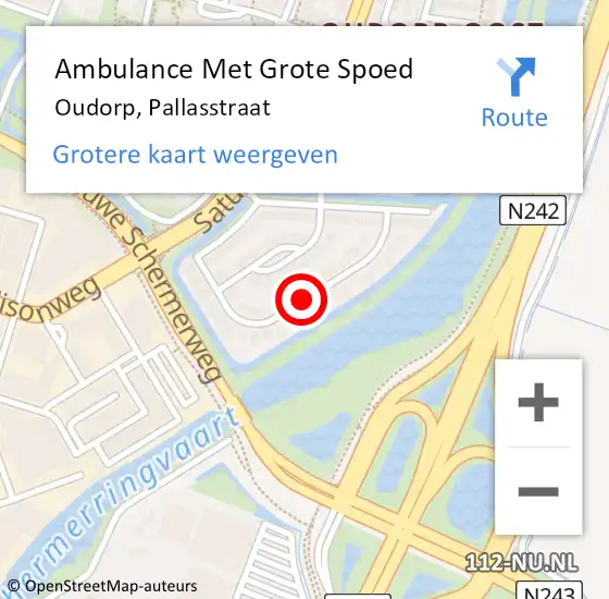 Locatie op kaart van de 112 melding: Ambulance Met Grote Spoed Naar Oudorp, Pallasstraat op 26 december 2019 09:32