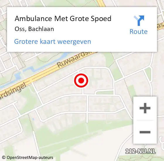 Locatie op kaart van de 112 melding: Ambulance Met Grote Spoed Naar Oss, Bachlaan op 26 december 2019 09:36
