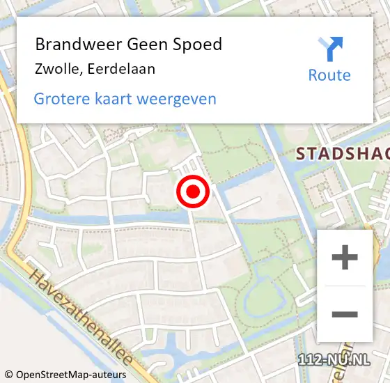 Locatie op kaart van de 112 melding: Brandweer Geen Spoed Naar Zwolle, Eerdelaan op 26 december 2019 09:37