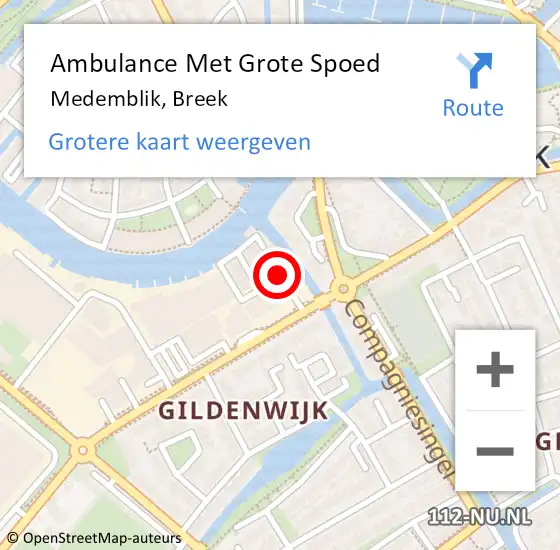 Locatie op kaart van de 112 melding: Ambulance Met Grote Spoed Naar Medemblik, Breek op 26 december 2019 09:48