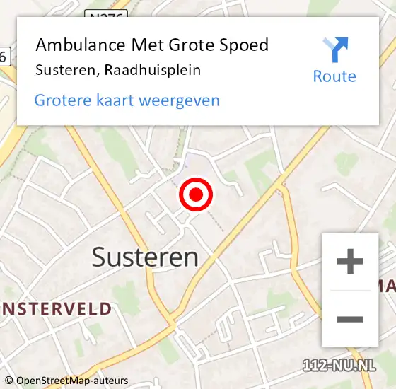 Locatie op kaart van de 112 melding: Ambulance Met Grote Spoed Naar Susteren, Raadhuisplein op 26 december 2019 10:47