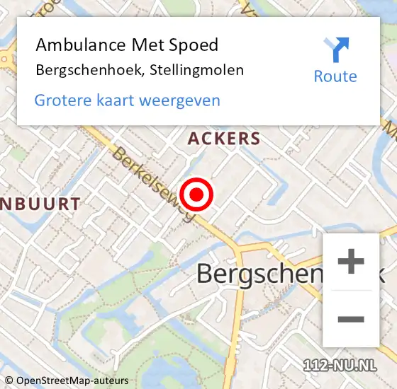 Locatie op kaart van de 112 melding: Ambulance Met Spoed Naar Bergschenhoek, Stellingmolen op 26 december 2019 11:07