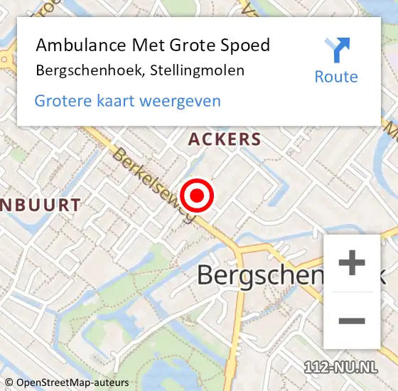 Locatie op kaart van de 112 melding: Ambulance Met Grote Spoed Naar Bergschenhoek, Stellingmolen op 26 december 2019 11:08