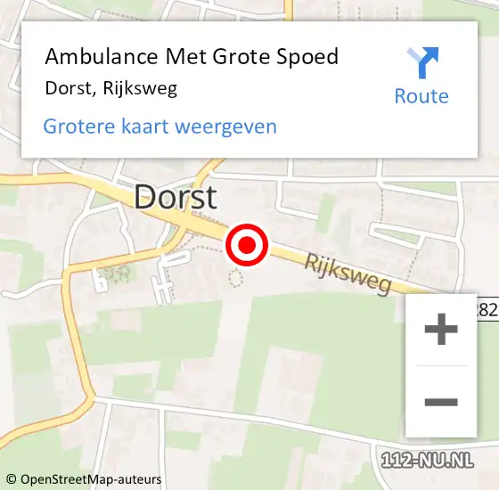 Locatie op kaart van de 112 melding: Ambulance Met Grote Spoed Naar Dorst, Rijksweg op 26 december 2019 12:33