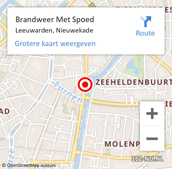 Locatie op kaart van de 112 melding: Brandweer Met Spoed Naar Leeuwarden, Nieuwekade op 26 december 2019 12:38