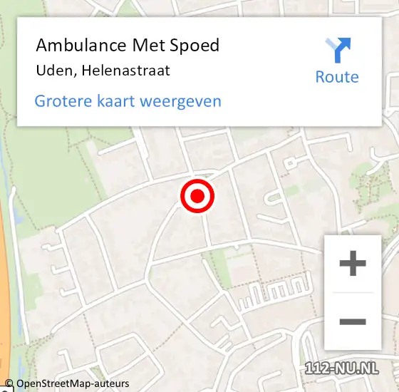 Locatie op kaart van de 112 melding: Ambulance Met Spoed Naar Uden, Helenastraat op 26 december 2019 12:59