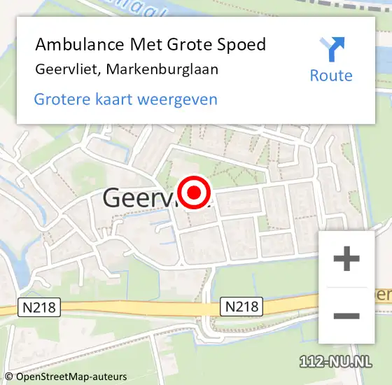 Locatie op kaart van de 112 melding: Ambulance Met Grote Spoed Naar Geervliet, Markenburglaan op 26 december 2019 13:20