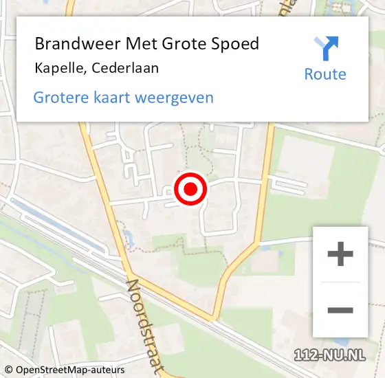 Locatie op kaart van de 112 melding: Brandweer Met Grote Spoed Naar Kapelle, Cederlaan op 26 december 2019 14:21