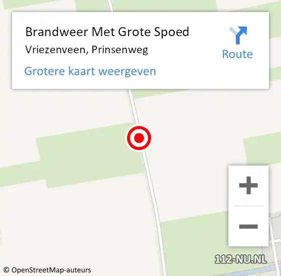 Locatie op kaart van de 112 melding: Brandweer Met Grote Spoed Naar Vriezenveen, Prinsenweg op 26 december 2019 14:38