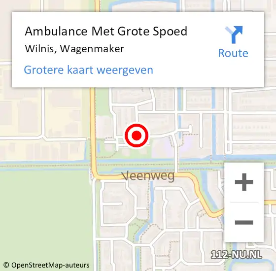Locatie op kaart van de 112 melding: Ambulance Met Grote Spoed Naar Wilnis, Wagenmaker op 26 december 2019 14:41