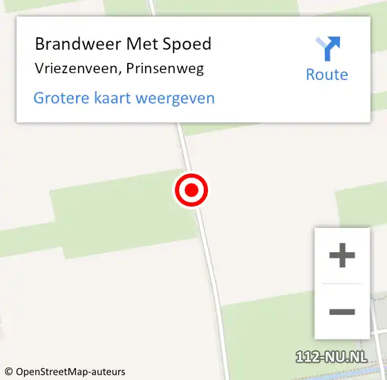 Locatie op kaart van de 112 melding: Brandweer Met Spoed Naar Vriezenveen, Prinsenweg op 26 december 2019 14:51