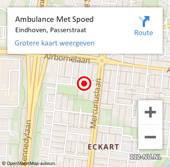 Locatie op kaart van de 112 melding: Ambulance Met Spoed Naar Eindhoven, Passerstraat op 26 december 2019 16:55