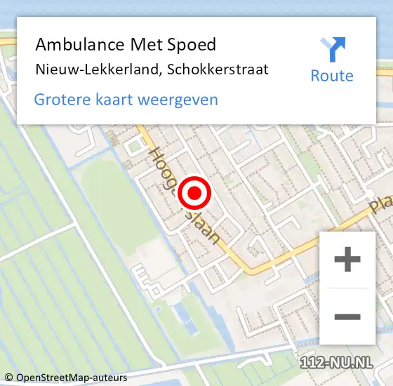 Locatie op kaart van de 112 melding: Ambulance Met Spoed Naar Nieuw-Lekkerland, Schokkerstraat op 26 december 2019 17:00
