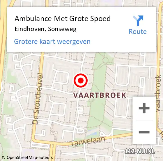 Locatie op kaart van de 112 melding: Ambulance Met Grote Spoed Naar Eindhoven, Sonseweg op 26 december 2019 17:06