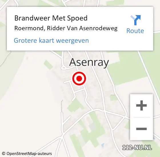 Locatie op kaart van de 112 melding: Brandweer Met Spoed Naar Roermond, Ridder Van Asenrodeweg op 26 december 2019 17:45