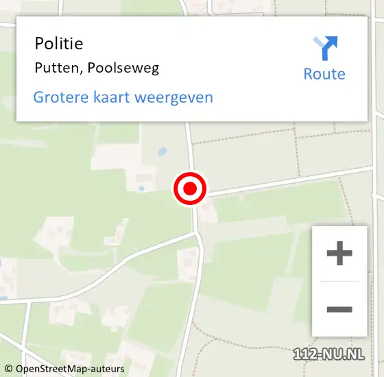 Locatie op kaart van de 112 melding: Politie Putten, Poolseweg op 26 december 2019 19:11