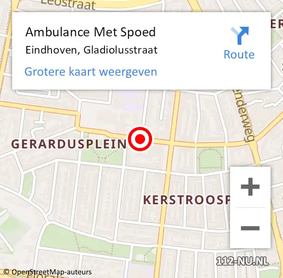 Locatie op kaart van de 112 melding: Ambulance Met Spoed Naar Eindhoven, Gladiolusstraat op 26 december 2019 20:22