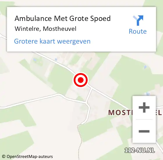 Locatie op kaart van de 112 melding: Ambulance Met Grote Spoed Naar Wintelre, Mostheuvel op 26 december 2019 20:27