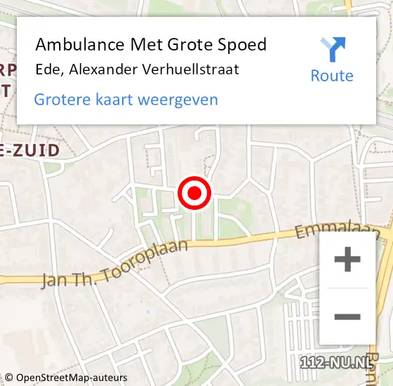 Locatie op kaart van de 112 melding: Ambulance Met Grote Spoed Naar Ede, Alexander Verhuellstraat op 26 december 2019 20:31