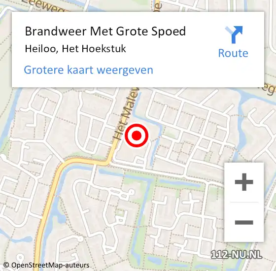 Locatie op kaart van de 112 melding: Brandweer Met Grote Spoed Naar Heiloo, Het Hoekstuk op 26 december 2019 21:33