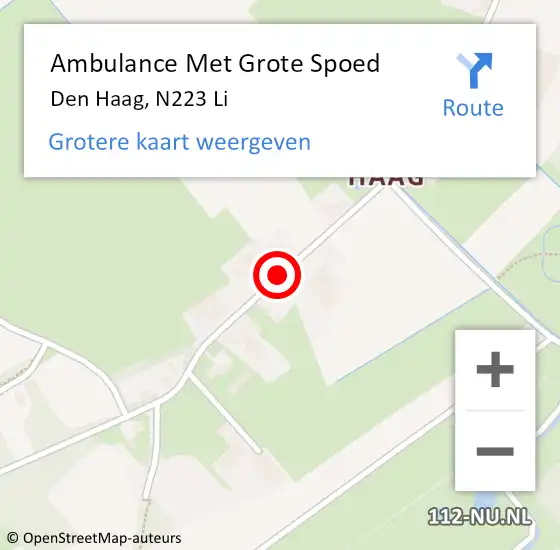 Locatie op kaart van de 112 melding: Ambulance Met Grote Spoed Naar Den Haag, N44 Li op 26 december 2019 22:28