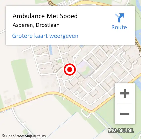 Locatie op kaart van de 112 melding: Ambulance Met Spoed Naar Asperen, Drostlaan op 26 december 2019 23:43