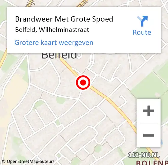 Locatie op kaart van de 112 melding: Brandweer Met Grote Spoed Naar Belfeld, Wilhelminastraat op 27 december 2019 00:52