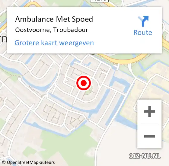 Locatie op kaart van de 112 melding: Ambulance Met Spoed Naar Oostvoorne, Troubadour op 27 december 2019 01:03