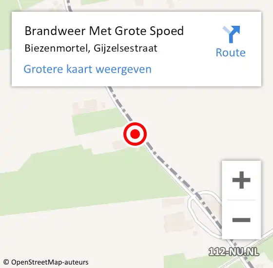 Locatie op kaart van de 112 melding: Brandweer Met Grote Spoed Naar Biezenmortel, Gijzelsestraat op 27 december 2019 04:23