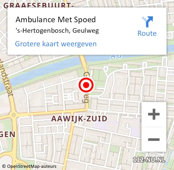 Locatie op kaart van de 112 melding: Ambulance Met Spoed Naar 's-Hertogenbosch, Geulweg op 27 december 2019 04:47