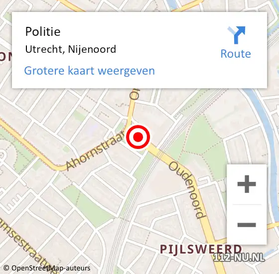 Locatie op kaart van de 112 melding: Politie Utrecht, Nijenoord op 27 december 2019 05:40