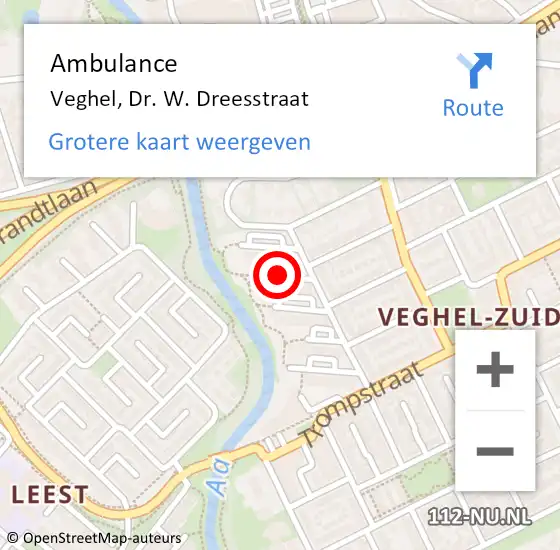 Locatie op kaart van de 112 melding: Ambulance Veghel, Dr. W. Dreesstraat op 27 december 2019 05:55