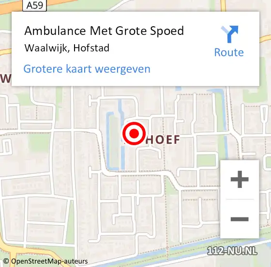 Locatie op kaart van de 112 melding: Ambulance Met Grote Spoed Naar Waalwijk, Hofstad op 27 december 2019 07:55