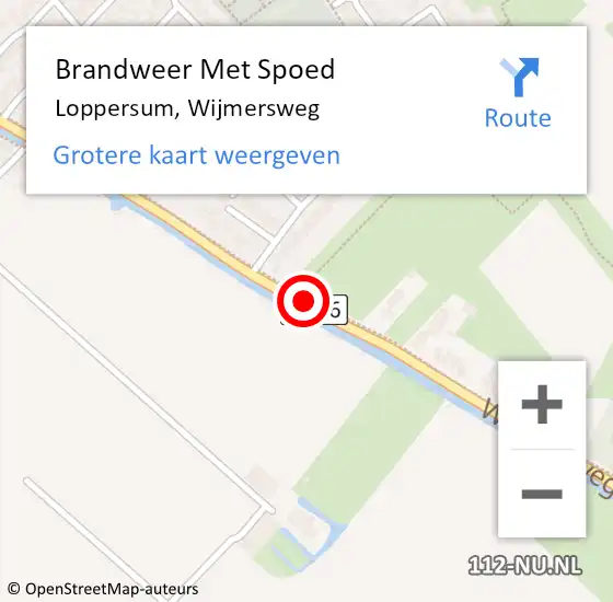 Locatie op kaart van de 112 melding: Brandweer Met Spoed Naar Loppersum, Wijmersweg op 27 december 2019 08:06