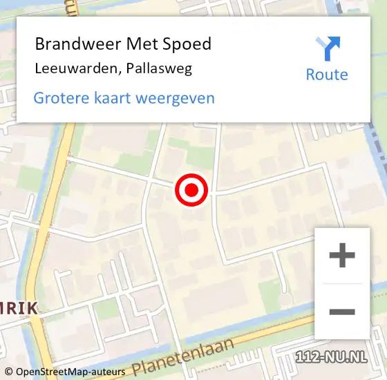 Locatie op kaart van de 112 melding: Brandweer Met Spoed Naar Leeuwarden, Pallasweg op 27 december 2019 09:03