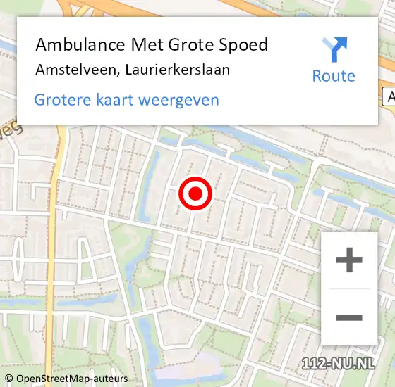 Locatie op kaart van de 112 melding: Ambulance Met Grote Spoed Naar Amstelveen, Laurierkerslaan op 27 december 2019 09:06