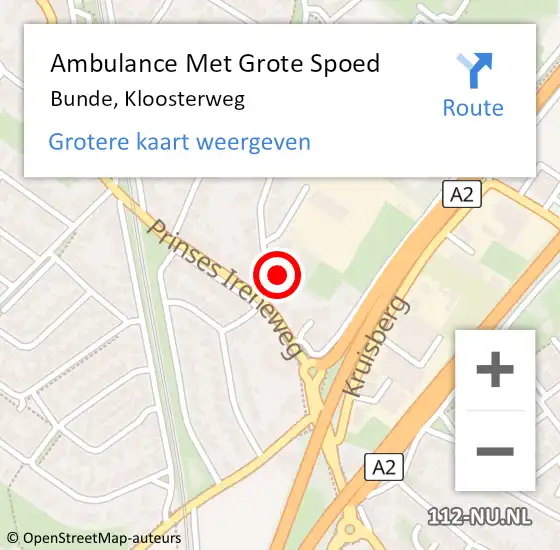 Locatie op kaart van de 112 melding: Ambulance Met Grote Spoed Naar Bunde, Kloosterweg op 24 april 2014 05:10