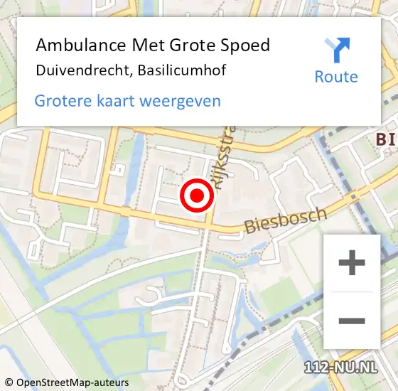 Locatie op kaart van de 112 melding: Ambulance Met Grote Spoed Naar Duivendrecht, Basilicumhof op 27 december 2019 10:56
