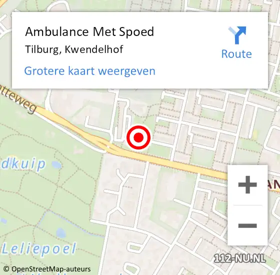 Locatie op kaart van de 112 melding: Ambulance Met Spoed Naar Tilburg, Kwendelhof op 27 december 2019 11:27