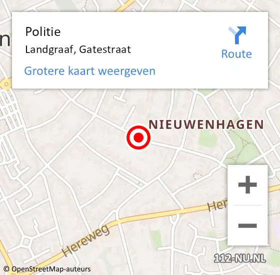 Locatie op kaart van de 112 melding: Politie Landgraaf, Gatestraat op 27 december 2019 12:36