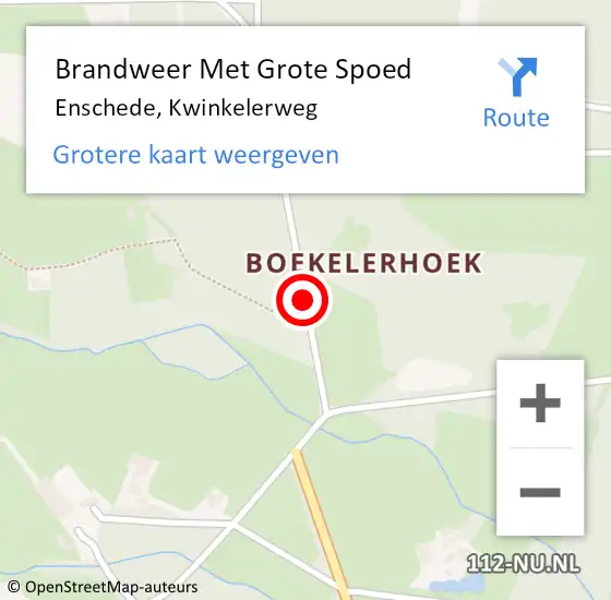 Locatie op kaart van de 112 melding: Brandweer Met Grote Spoed Naar Enschede, Kwinkelerweg op 27 december 2019 12:49