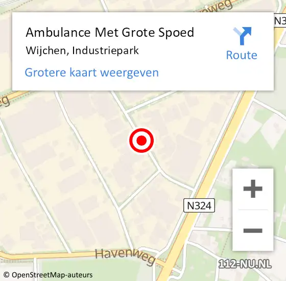 Locatie op kaart van de 112 melding: Ambulance Met Grote Spoed Naar Wijchen, Industriepark op 27 december 2019 12:56