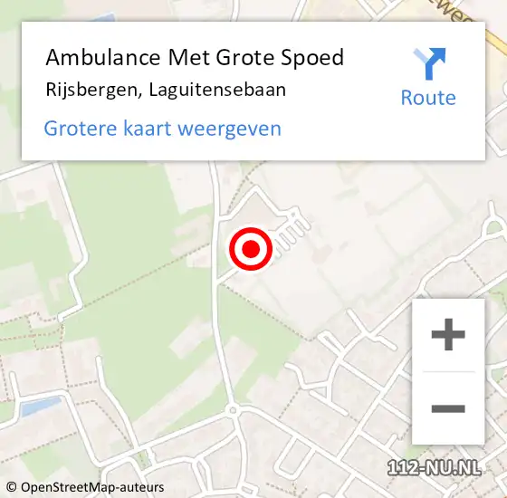 Locatie op kaart van de 112 melding: Ambulance Met Grote Spoed Naar Rijsbergen, Laguitensebaan op 27 december 2019 13:18