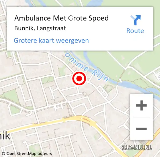 Locatie op kaart van de 112 melding: Ambulance Met Grote Spoed Naar Bunnik, Langstraat op 27 december 2019 13:18