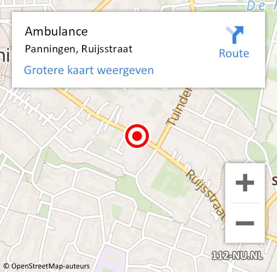 Locatie op kaart van de 112 melding: Ambulance Panningen, Ruijsstraat op 27 december 2019 13:22