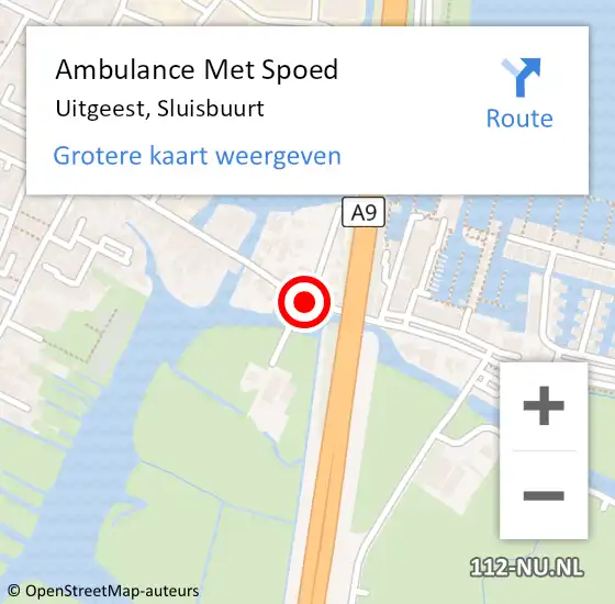 Locatie op kaart van de 112 melding: Ambulance Met Spoed Naar Uitgeest, Sluisbuurt op 27 december 2019 14:22