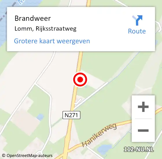 Locatie op kaart van de 112 melding: Brandweer Lomm, Rijksstraatweg op 27 december 2019 14:25